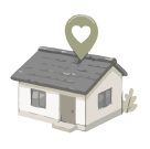 家と地図ピンのイラスト